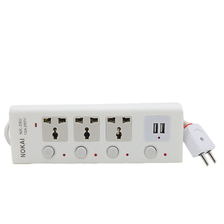 Nokai Extention Board With USB 39 - White, Home & Lifestyle, Extension Board, Chase Value, Chase Value