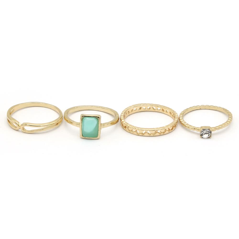 Women's Ring 4Pc - Green, Women, Finger Rings, Chase Value, Chase Value