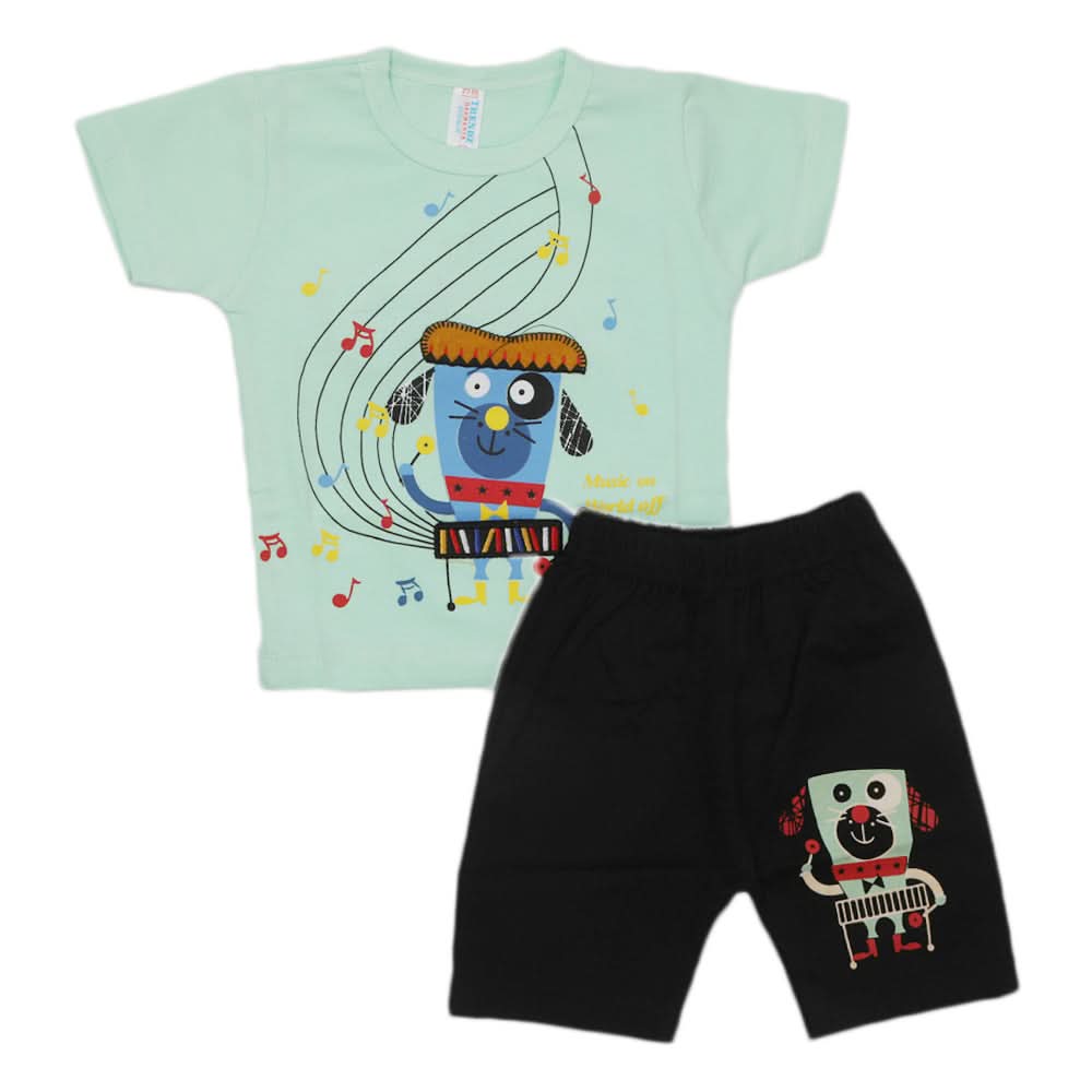 Newborn Boys Half Sleeves Suit - Sea Green, Kids, Newborn Boys Sets And Suits, Chase Value, Chase Value