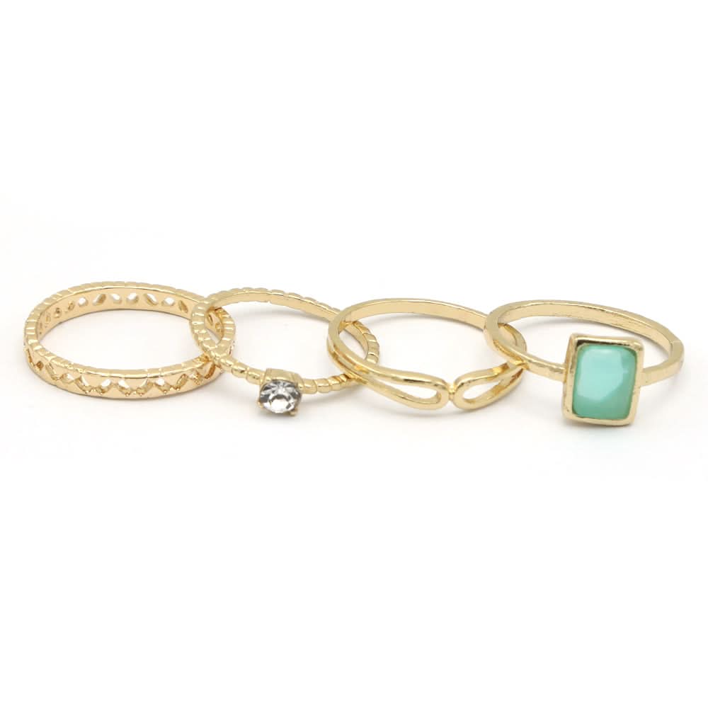 Women's Ring 4Pc - Green, Women, Finger Rings, Chase Value, Chase Value