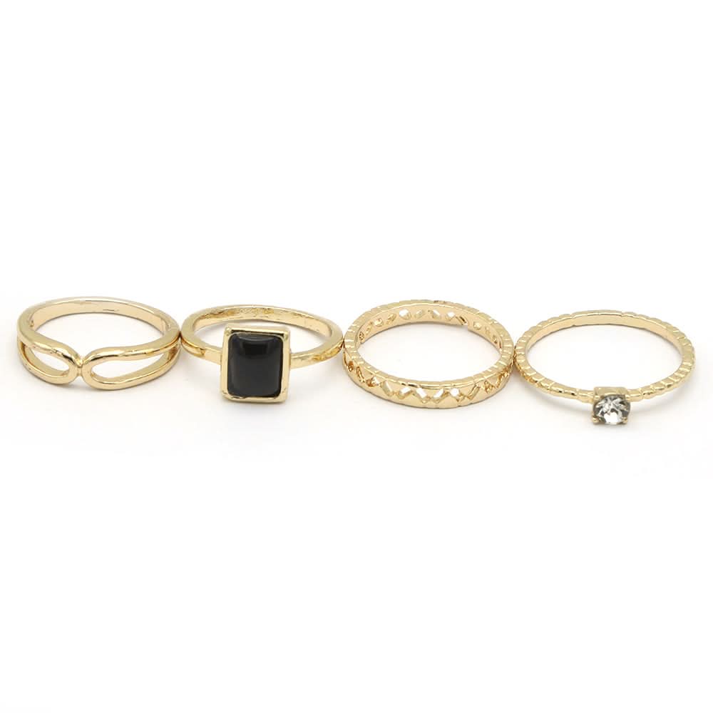 Women's Ring 4Pc - Black, Women, Finger Rings, Chase Value, Chase Value