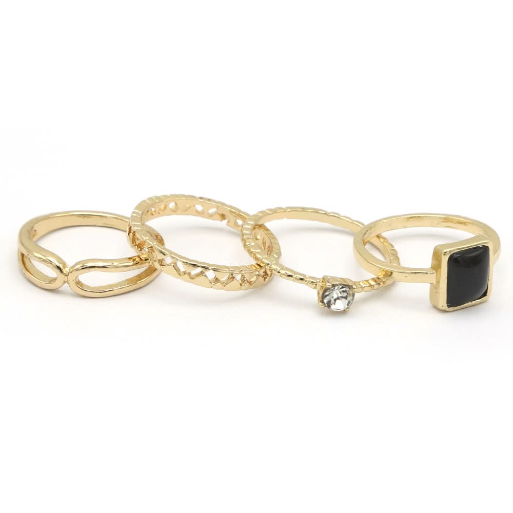 Women's Ring 4Pc - Black, Women, Finger Rings, Chase Value, Chase Value