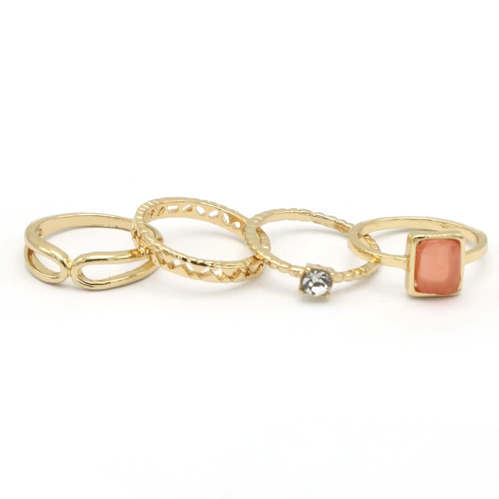 Women's Ring 4Pc - Peach, Women, Finger Rings, Chase Value, Chase Value