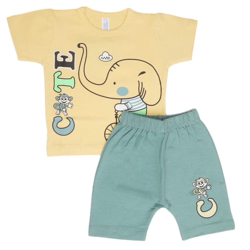 Newborn Boys Half Sleeves Suit - Yellow, Kids, Newborn Boys Sets And Suits, Chase Value, Chase Value