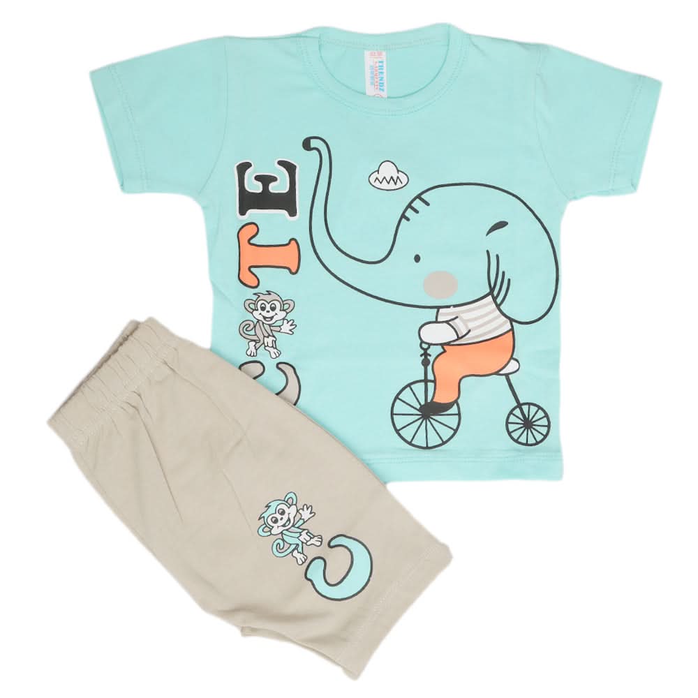 Newborn Boys Half Sleeves Suit - Cyan, Kids, Newborn Boys Sets And Suits, Chase Value, Chase Value