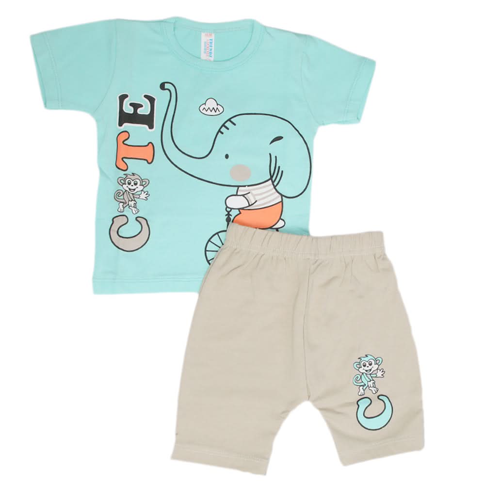 Newborn Boys Half Sleeves Suit - Cyan, Kids, Newborn Boys Sets And Suits, Chase Value, Chase Value