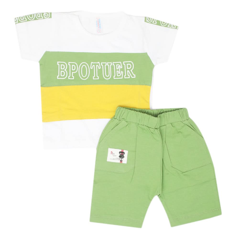 Newborn Boys Half Sleeves Suit - Green, Kids, Newborn Boys Sets And Suits, Chase Value, Chase Value