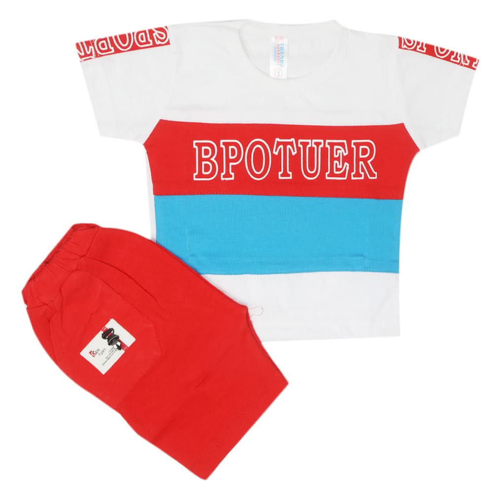 Newborn Boys Half Sleeves Suit - Red, Kids, Newborn Boys Sets And Suits, Chase Value, Chase Value