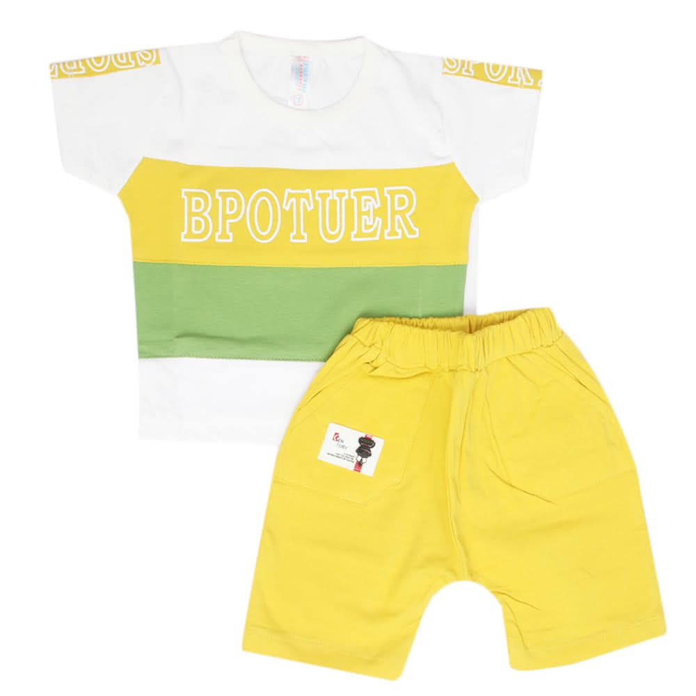 Newborn Boys Half Sleeves Suit - Yellow, Kids, Newborn Boys Sets And Suits, Chase Value, Chase Value