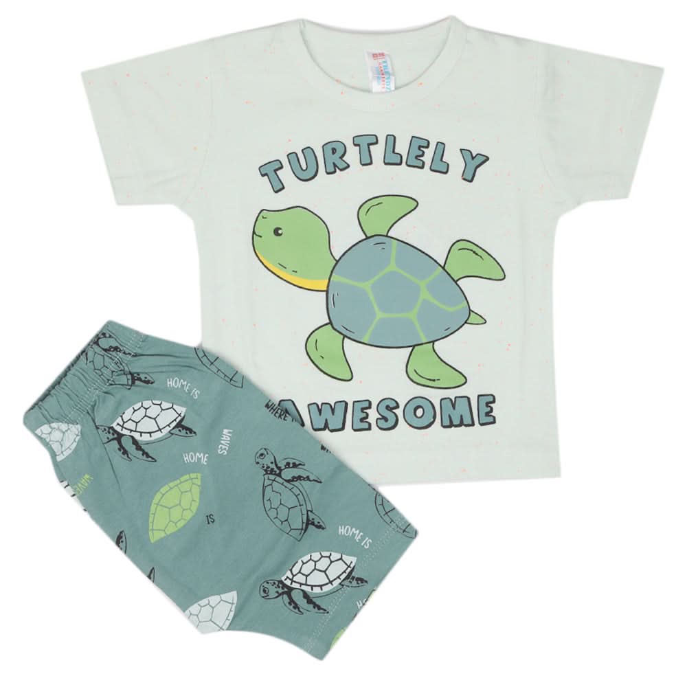 Newborn Boys Half Sleeves Suit - Cyan, Kids, Newborn Boys Sets And Suits, Chase Value, Chase Value