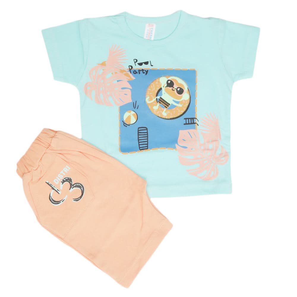 Newborn Boys Half Sleeves Suit - Cyan, Kids, Newborn Boys Sets And Suits, Chase Value, Chase Value