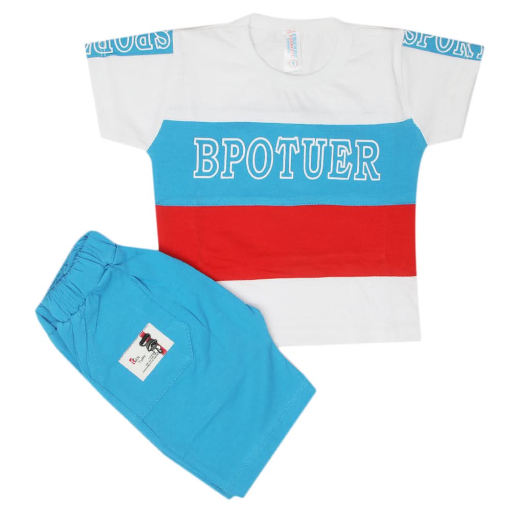 Newborn Boys Half Sleeves Suit - Blue, Kids, Newborn Boys Sets And Suits, Chase Value, Chase Value