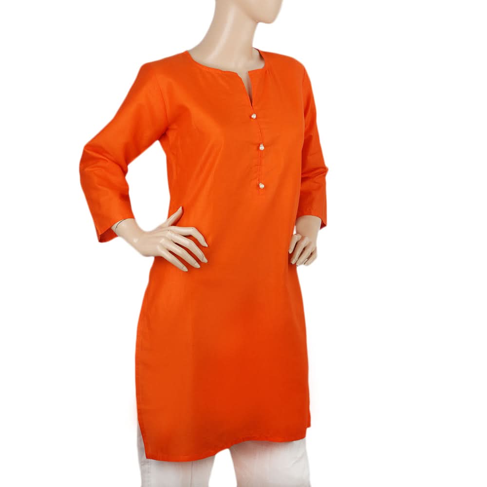 Women's Plain Kurti - Orange, Women, Ready Kurtis, Chase Value, Chase Value