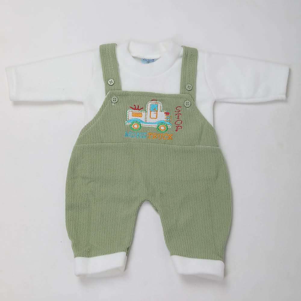 Newborn Boys Full Sleeves Romper - Green, Kids, NB Boys Rompers, Chase Value, Chase Value