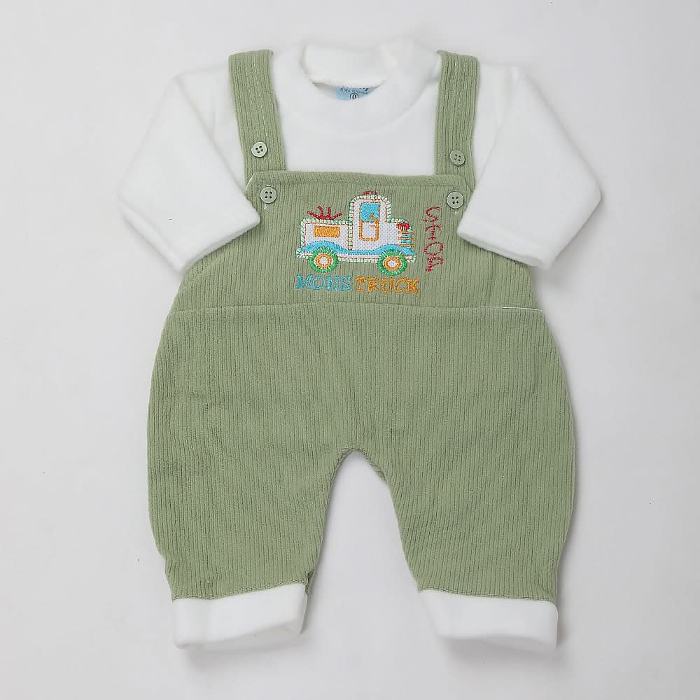 Newborn Boys Full Sleeves Romper - Green, Kids, NB Boys Rompers, Chase Value, Chase Value