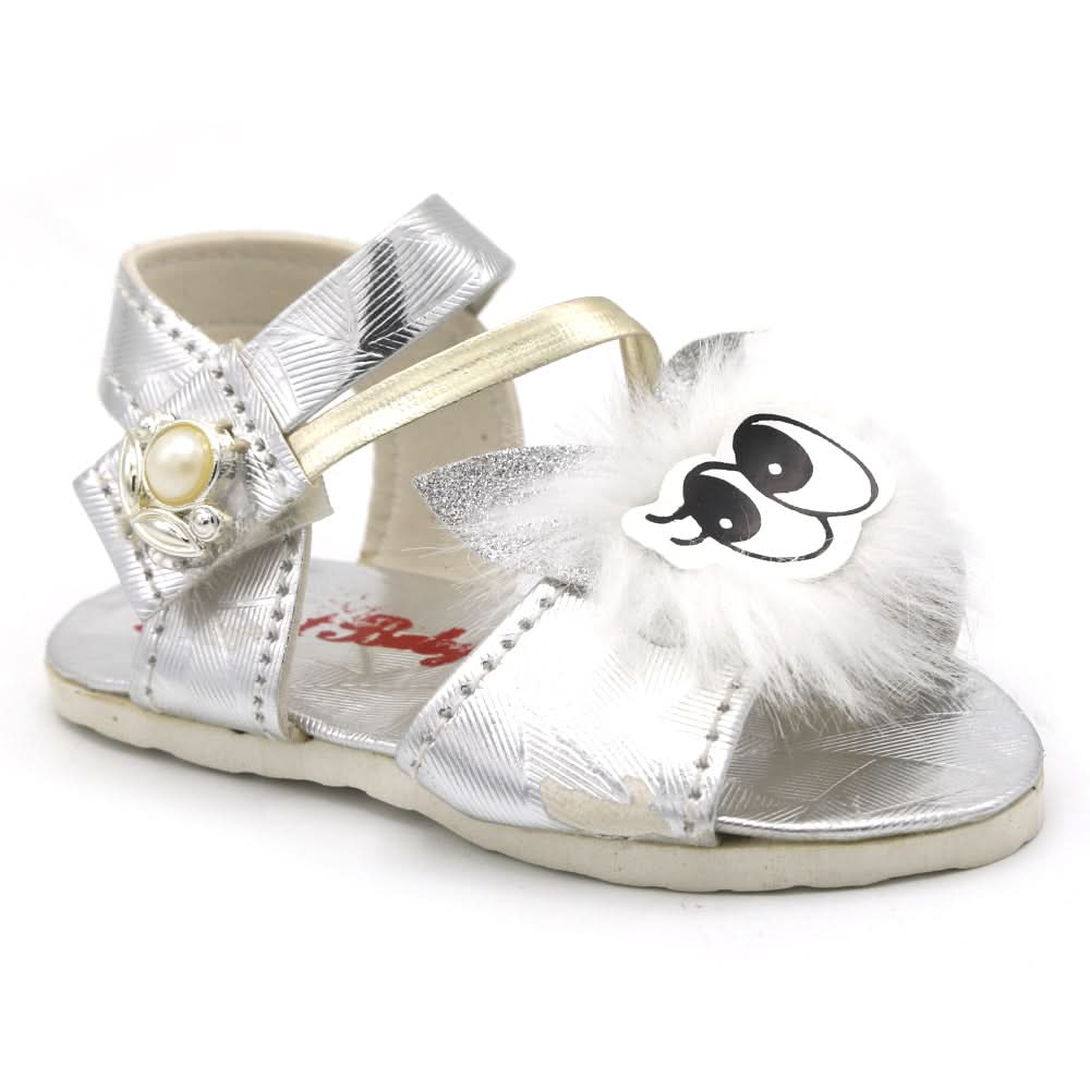 Newborn Baby Sandal Rabbit Fur - Silver, Kids, Newborn Caps, Shoes & Socks, Chase Value, Chase Value
