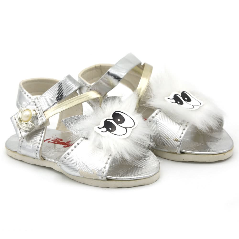 Newborn Baby Sandal Rabbit Fur - Silver, Kids, Newborn Caps, Shoes & Socks, Chase Value, Chase Value