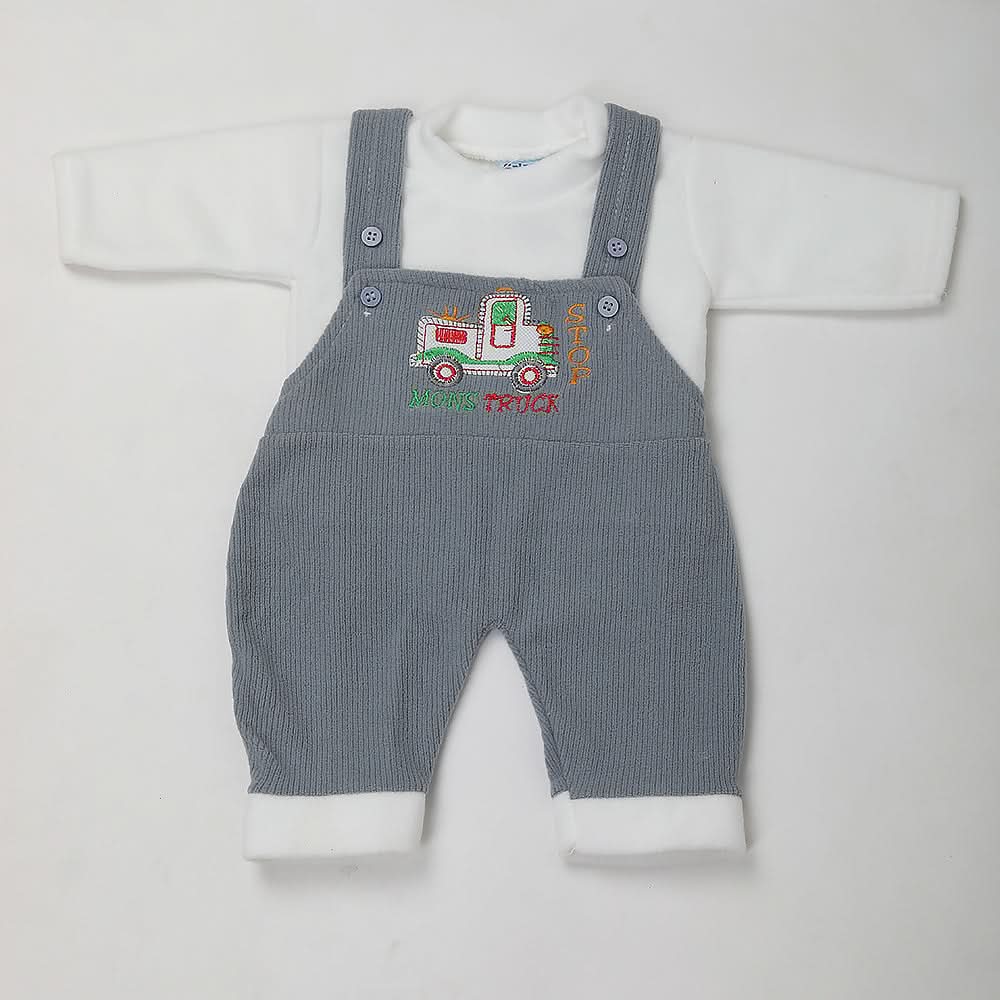 Newborn Boys Full Sleeves Romper - Steel Blue, Kids, NB Boys Rompers, Chase Value, Chase Value
