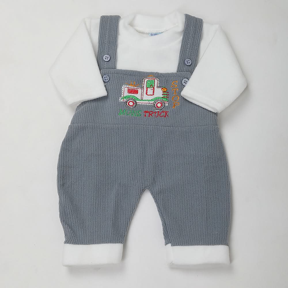 Newborn Boys Full Sleeves Romper - Steel Blue, Kids, NB Boys Rompers, Chase Value, Chase Value