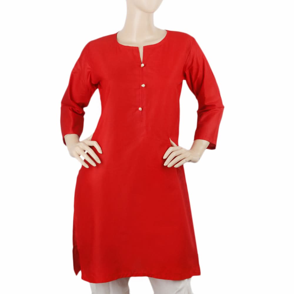 Women's Plain Kurti - Red, Women, Ready Kurtis, Chase Value, Chase Value