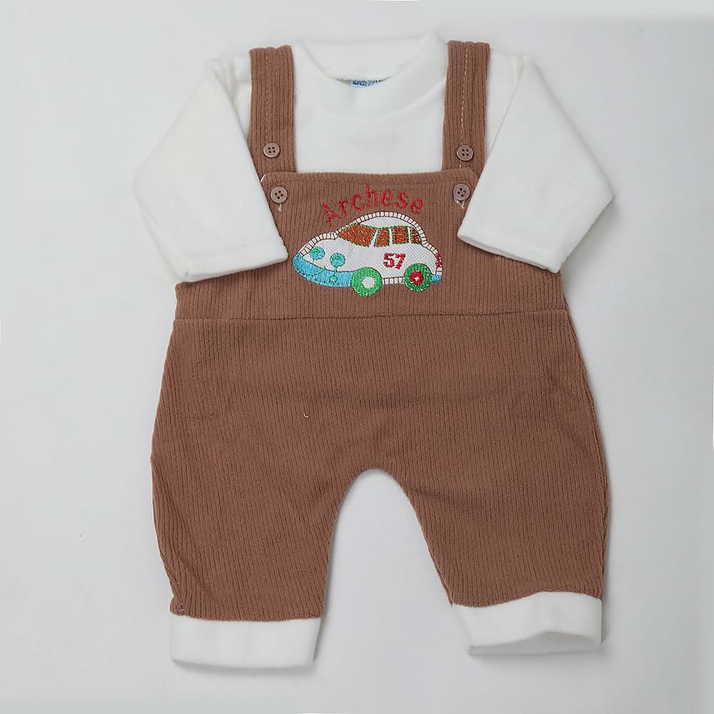 Newborn Boys Full Sleeves Romper - Brown, Kids, NB Boys Rompers, Chase Value, Chase Value