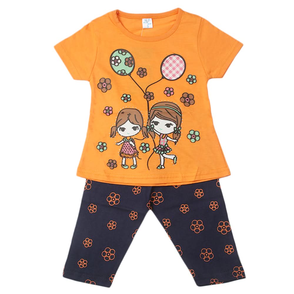 Girls Pajama Suit - Orange, Kids, Girls Sets And Suits, Chase Value, Chase Value