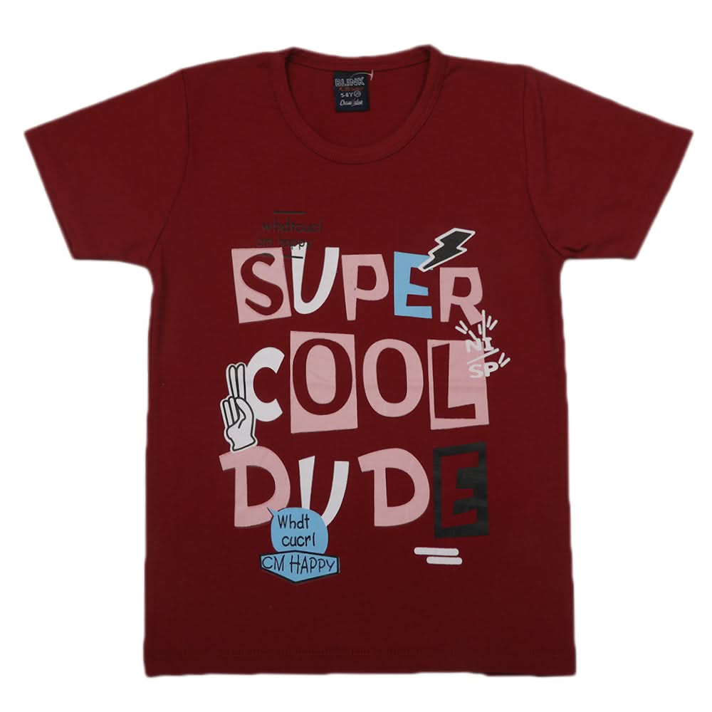 Boys Half Sleeves T-Shirts - Maroon, Boys T-Shirts, Chase Value, Chase Value
