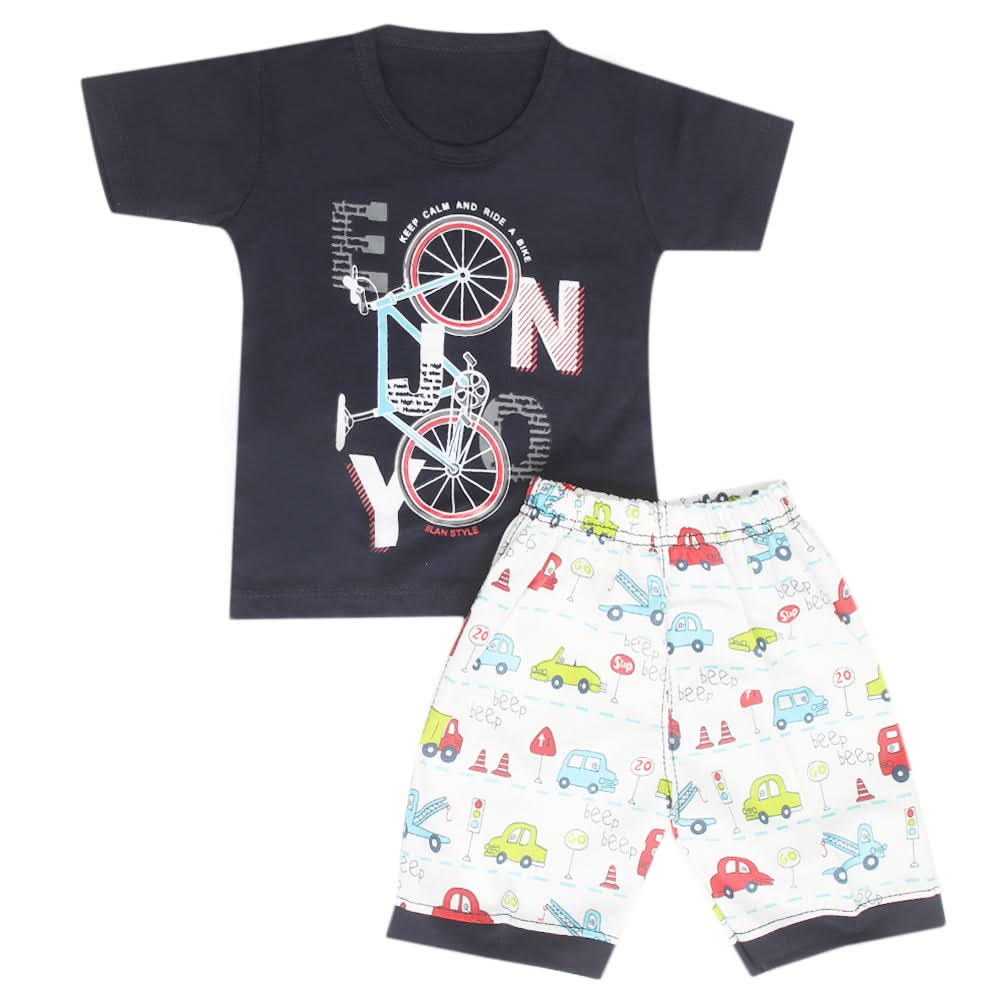 Boys Half Sleeves Short Suit - Navy Blue, Kids, Boys Sets And Suits, Chase Value, Chase Value