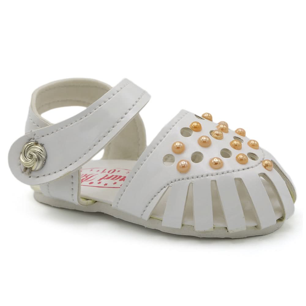 Newborn Baby Sandal With Stone - White, Kids, Newborn Caps, Shoes & Socks, Chase Value, Chase Value