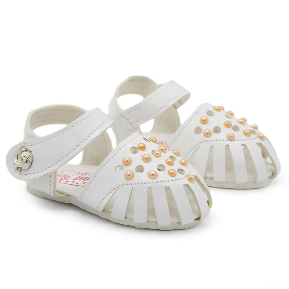 Newborn Baby Sandal With Stone - White, Kids, Newborn Caps, Shoes & Socks, Chase Value, Chase Value