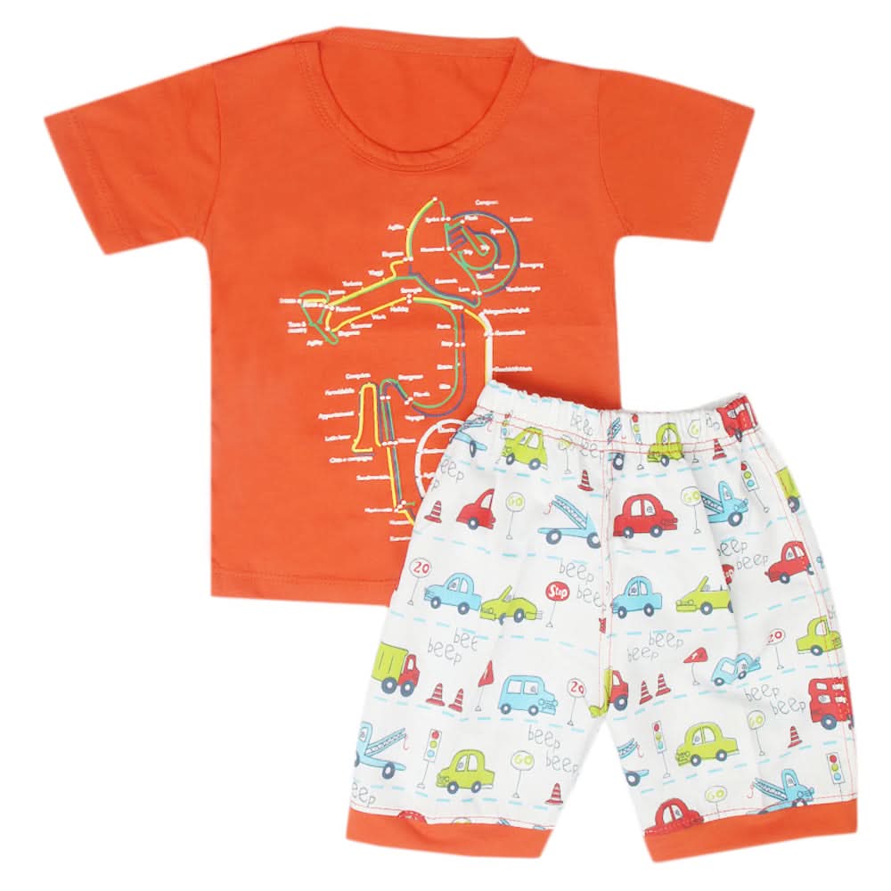 Boys Half Sleeves Short Suit - Orange, Kids, Boys Sets And Suits, Chase Value, Chase Value