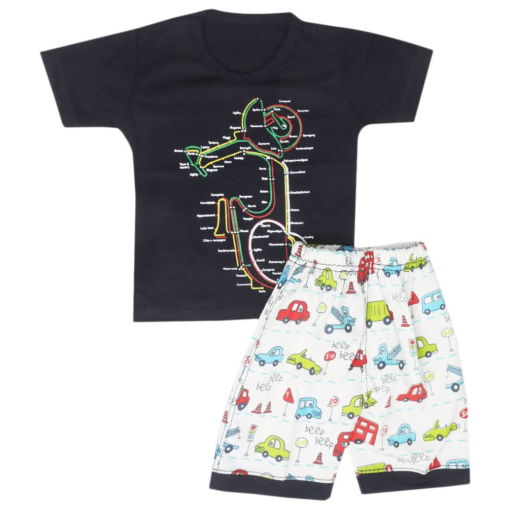 Boys Half Sleeves Short Suit - Navy Blue, Kids, Boys Sets And Suits, Chase Value, Chase Value