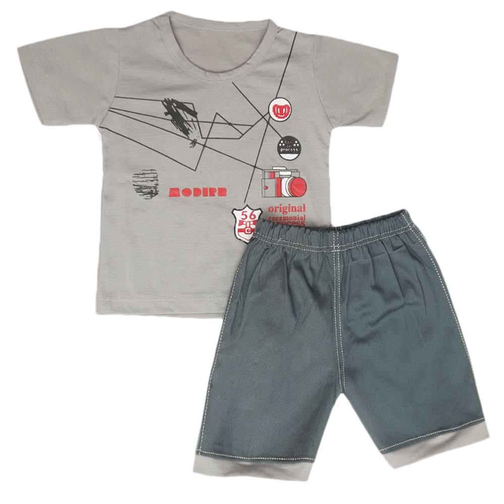 Boys Half Sleeves Short Suit - Grey, Kids, Boys Sets And Suits, Chase Value, Chase Value