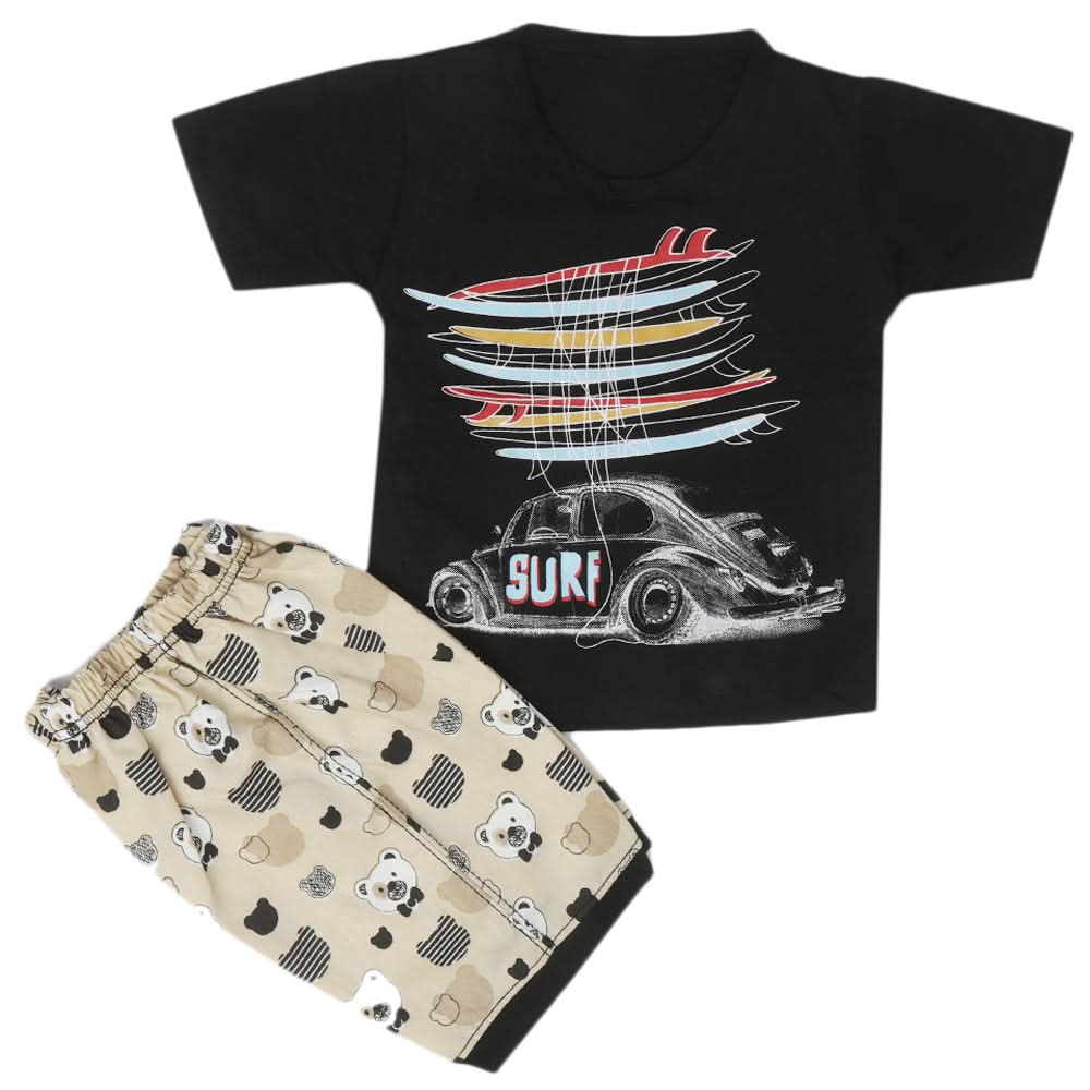 Boys Half Sleeves Short Suit - Black, Kids, Boys Sets And Suits, Chase Value, Chase Value