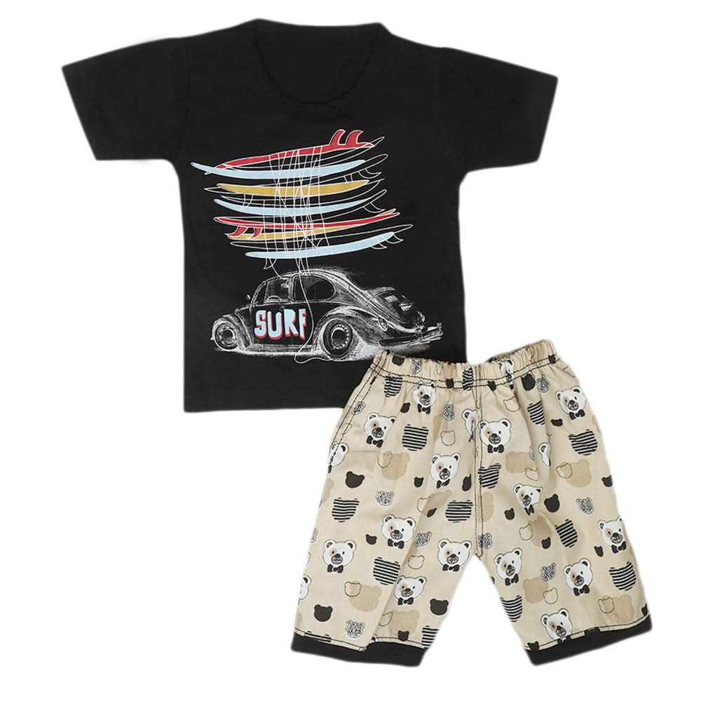 Boys Half Sleeves Short Suit - Black, Kids, Boys Sets And Suits, Chase Value, Chase Value
