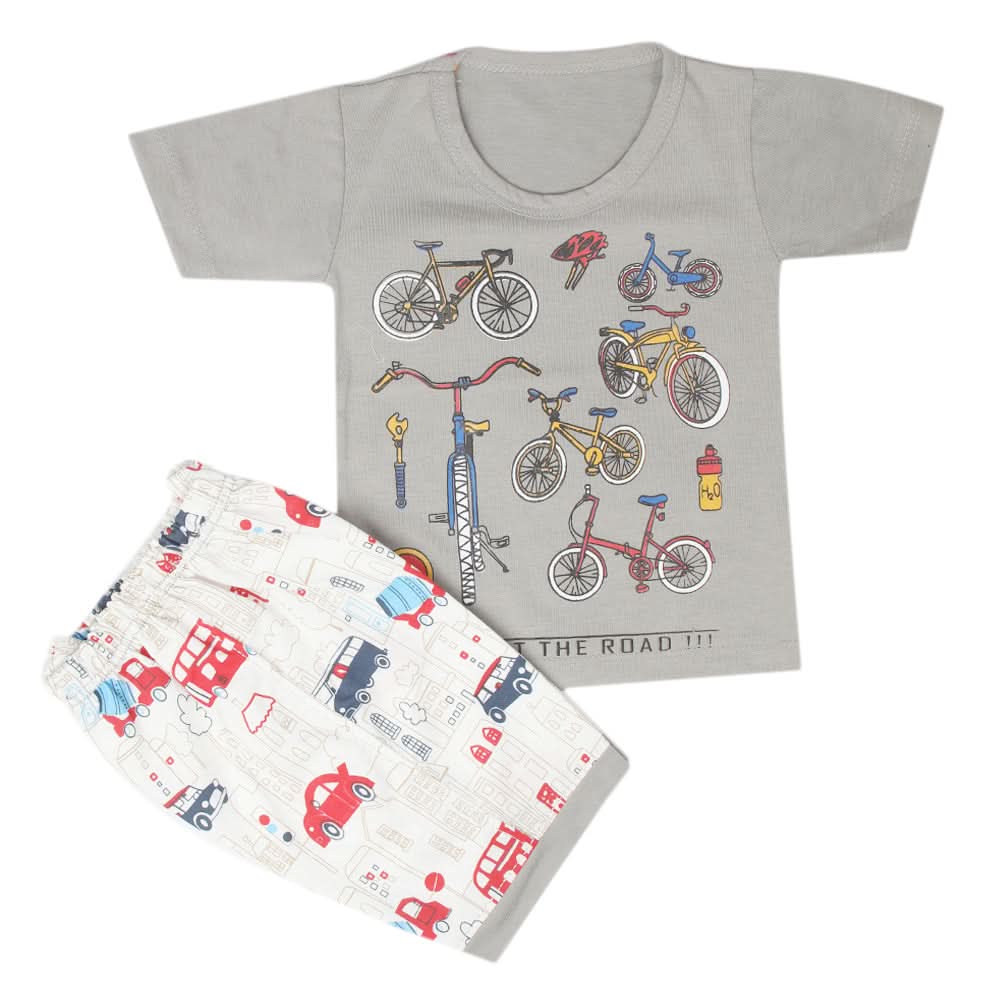 Boys Half Sleeves Short Suit - Grey, Kids, Boys Sets And Suits, Chase Value, Chase Value