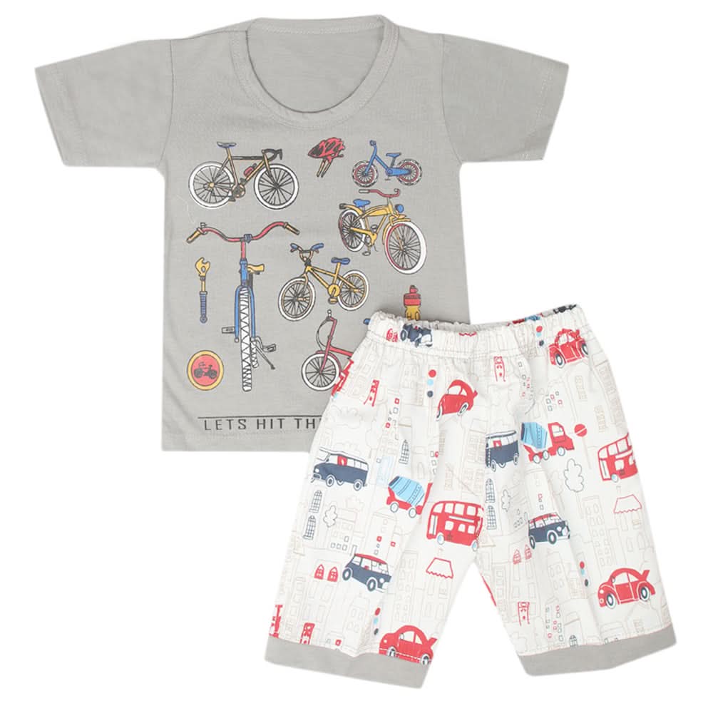 Boys Half Sleeves Short Suit - Grey, Kids, Boys Sets And Suits, Chase Value, Chase Value