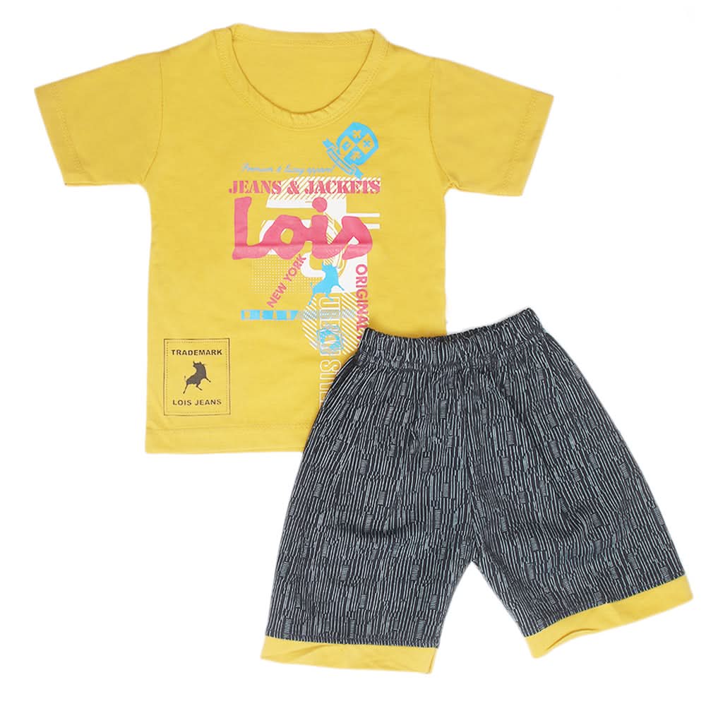 Boys Half Sleeves Short Suit - Mustard, Kids, Boys Sets And Suits, Chase Value, Chase Value