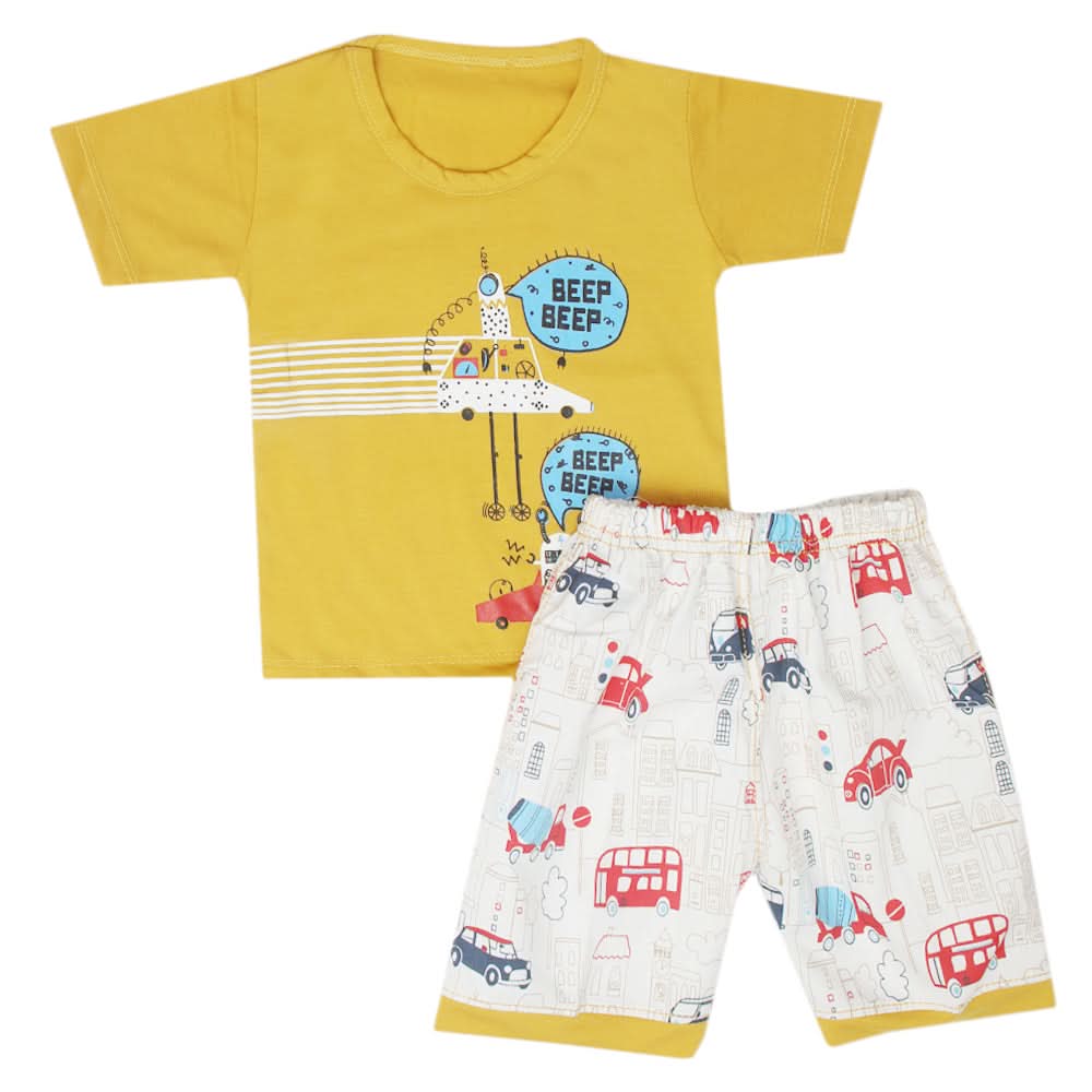 Boys Half Sleeves Short Suit - Mustard, Kids, Boys Sets And Suits, Chase Value, Chase Value