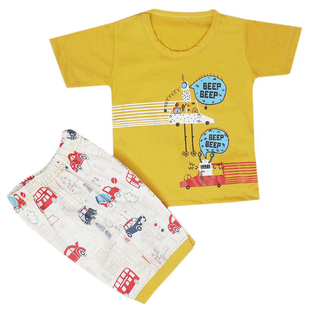 Boys Half Sleeves Short Suit - Mustard, Kids, Boys Sets And Suits, Chase Value, Chase Value