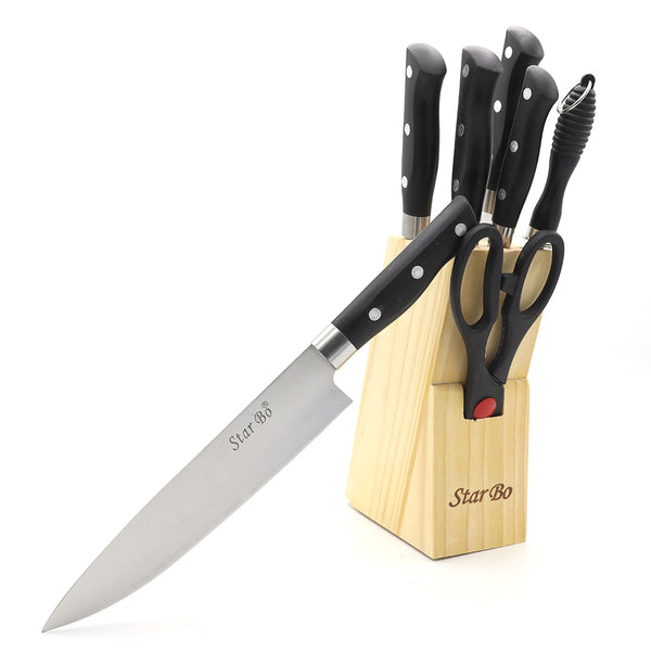 Knife Set With Wooden Block - Pack Of 8, Home & Lifestyle, Kitchen Tools And Accessories, Chase Value, Chase Value