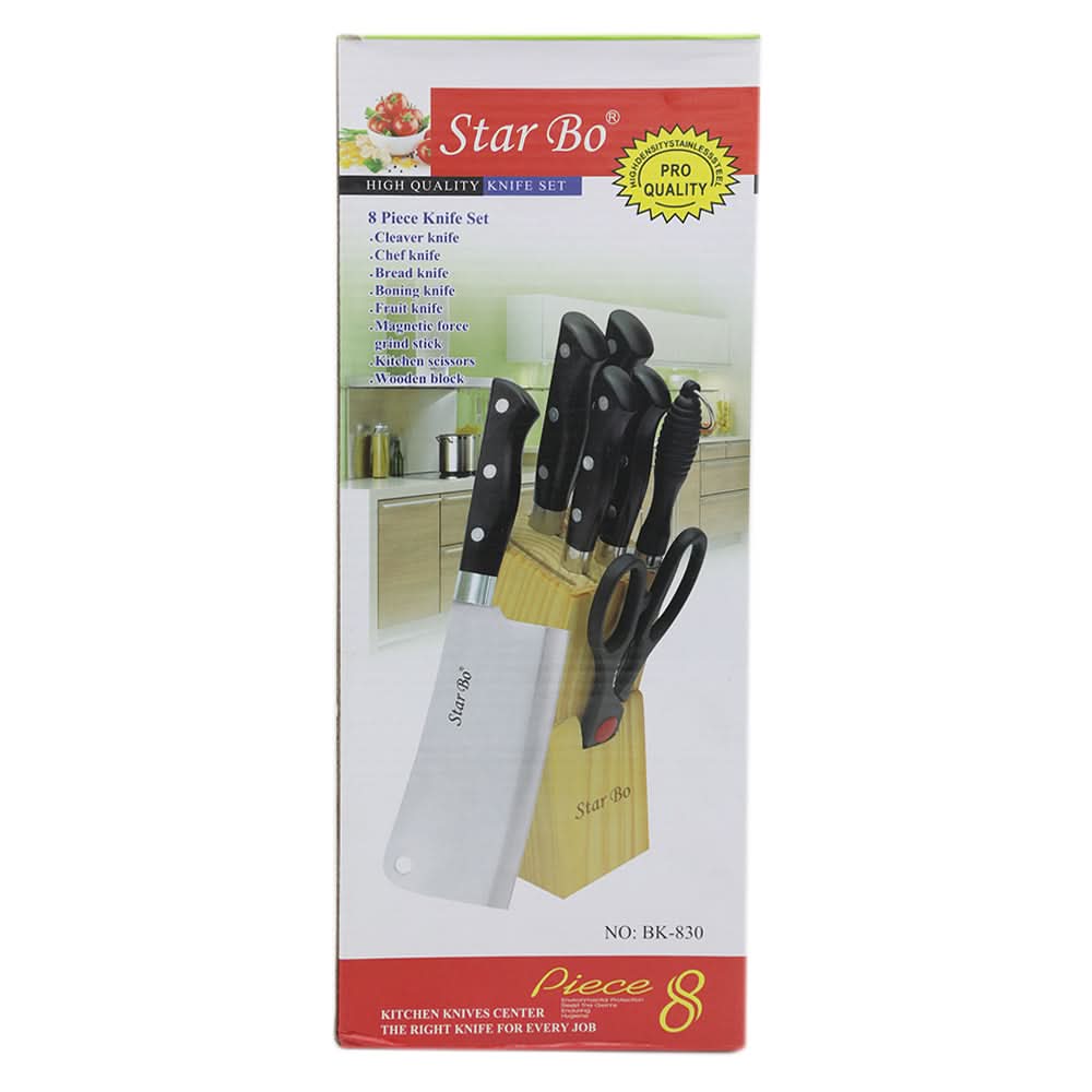 Knife Set With Wooden Block - Pack Of 8, Home & Lifestyle, Kitchen Tools And Accessories, Chase Value, Chase Value