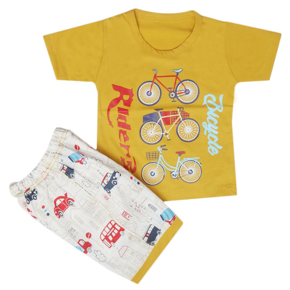 Boys Half Sleeves Short Suit - Mustard, Kids, Boys Sets And Suits, Chase Value, Chase Value