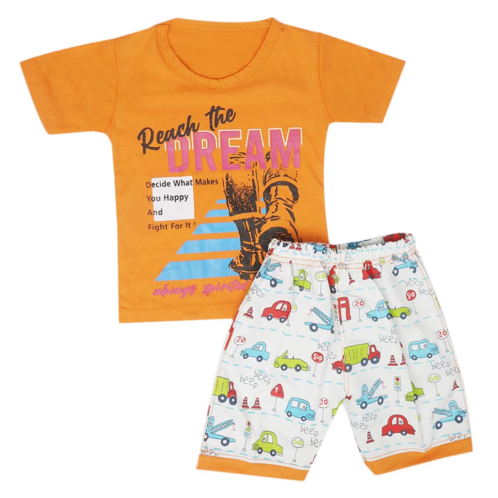 Boys Half Sleeves Short Suit - Orange, Kids, Boys Sets And Suits, Chase Value, Chase Value
