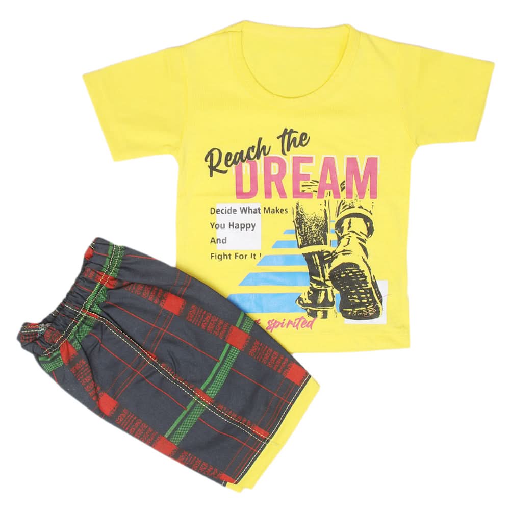 Boys Half Sleeves Short Suit - Yellow, Kids, Boys Sets And Suits, Chase Value, Chase Value