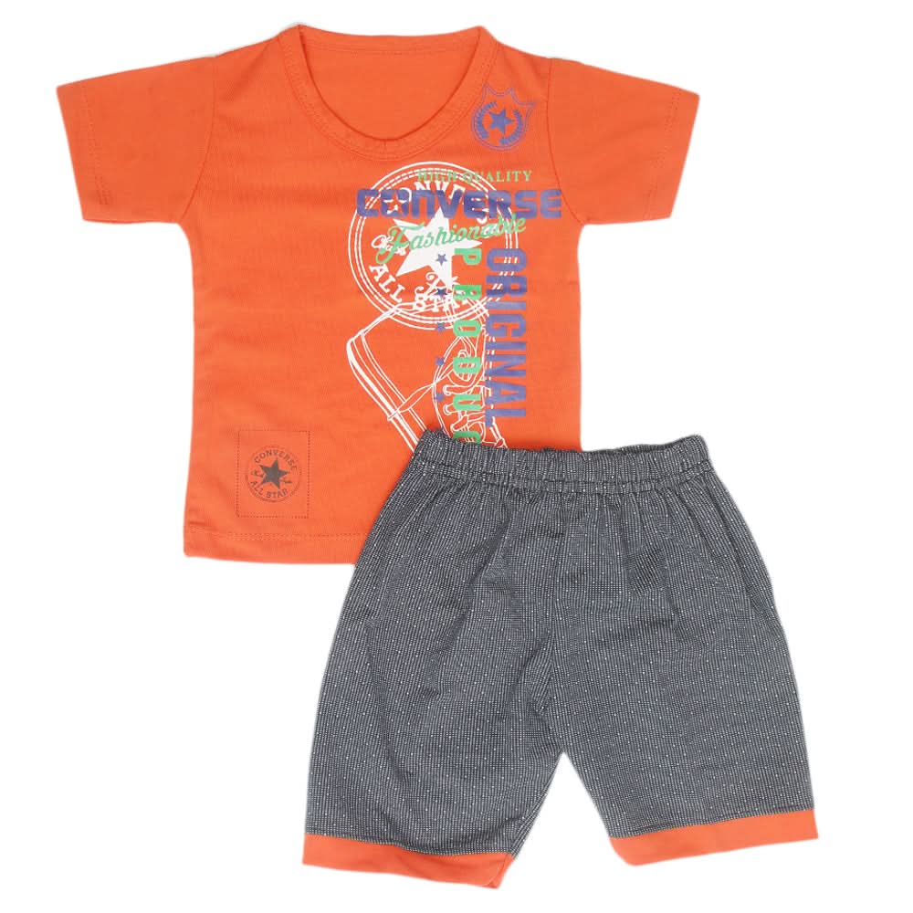 Boys Half Sleeves Short Suit - Orange, Kids, Boys Sets And Suits, Chase Value, Chase Value