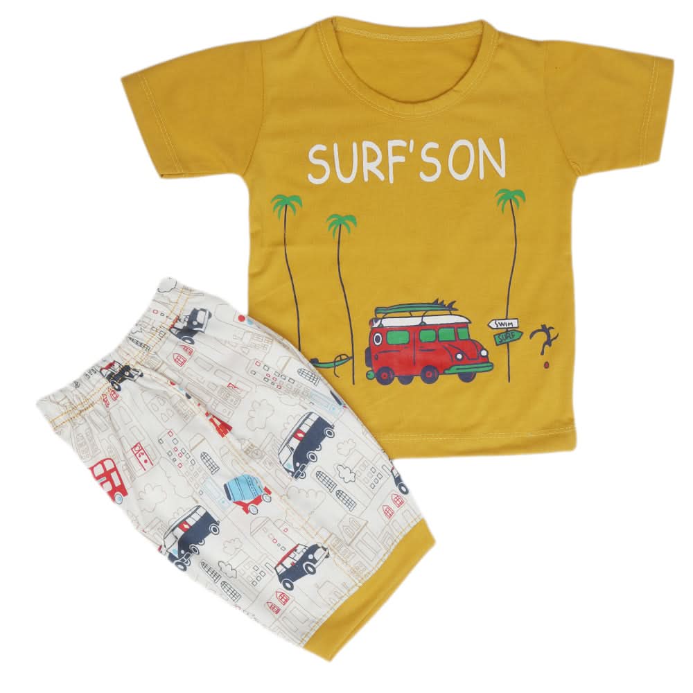 Boys Half Sleeves Short Suit - Mustard, Kids, Boys Sets And Suits, Chase Value, Chase Value
