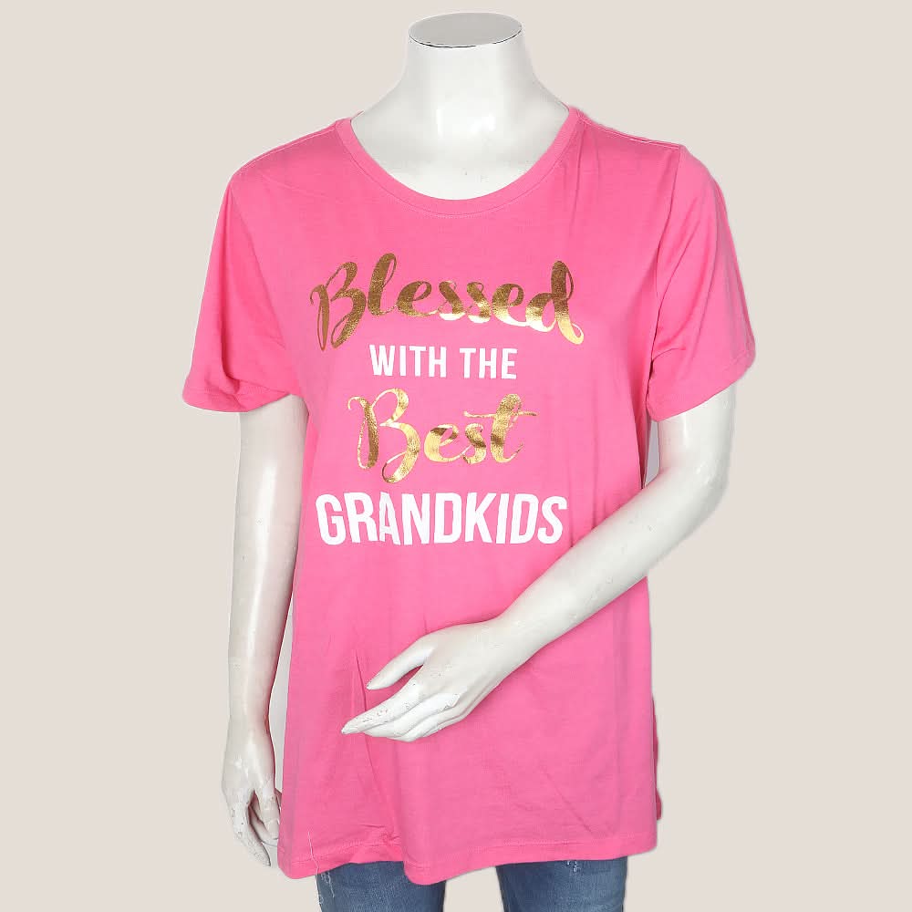 Women's Printed Half Sleeves T-Shirt - Pink, Women, T-Shirts And Tops, Chase Value, Chase Value