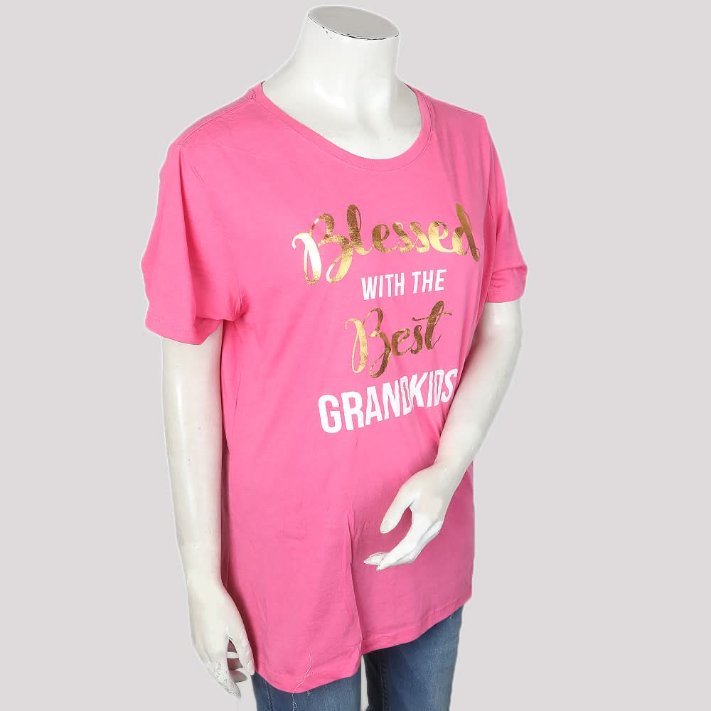 Women's Printed Half Sleeves T-Shirt - Pink, Women, T-Shirts And Tops, Chase Value, Chase Value