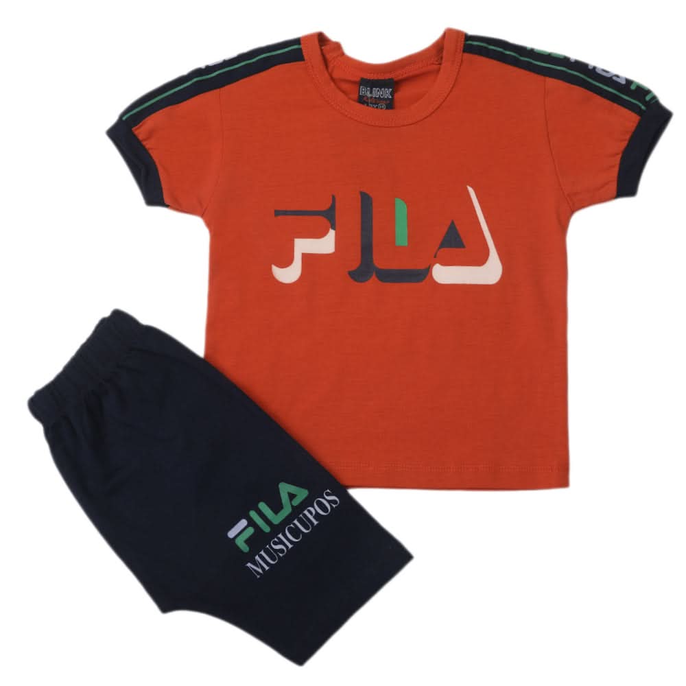 Boys Half Sleeves Short Suit - Rust, Kids, Boys Sets And Suits, Chase Value, Chase Value